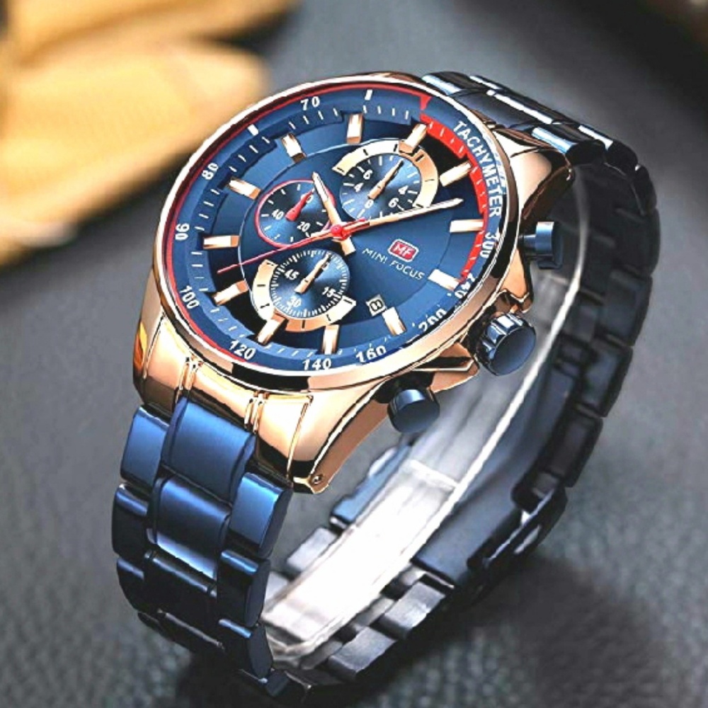 Men's Quartz Watch Stainless Steel Blue Strap
